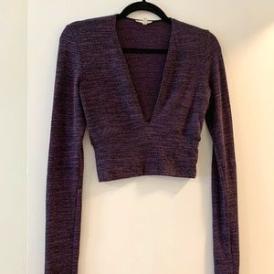 Wilfred Free Purple Long Sleeved Crop Top